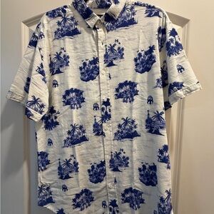 RSVLTS Blue and White Island Print Men's Shirt